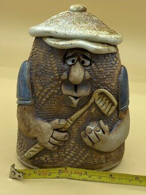 Mahon Art Face Pottery Golfer Wearing Golf Hat Club Signed Bank Big Cork